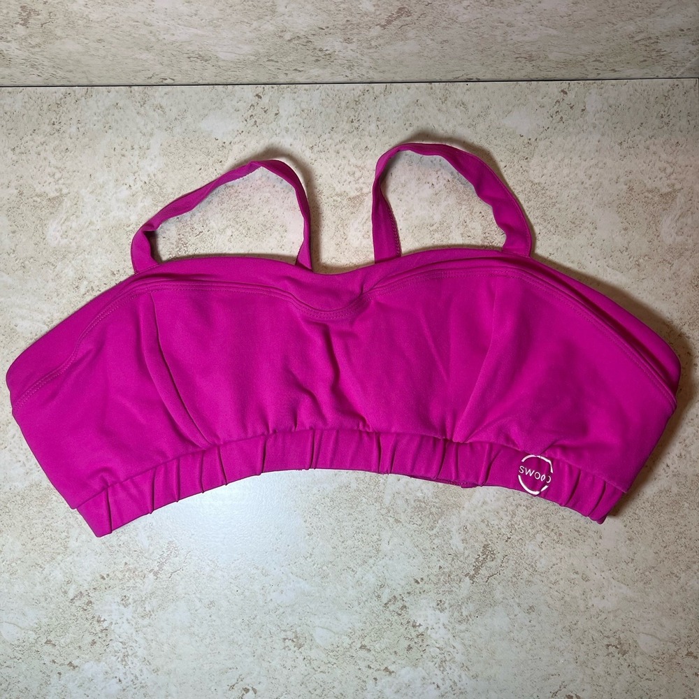 SwoobFIT Women's Sports Bra‎ Size Large Hot Pink Pin Up Style Cell Phone Pocket
